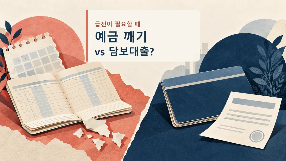 예금 깨기와 예금담보대출을 대비한 금융 매거진형 표지