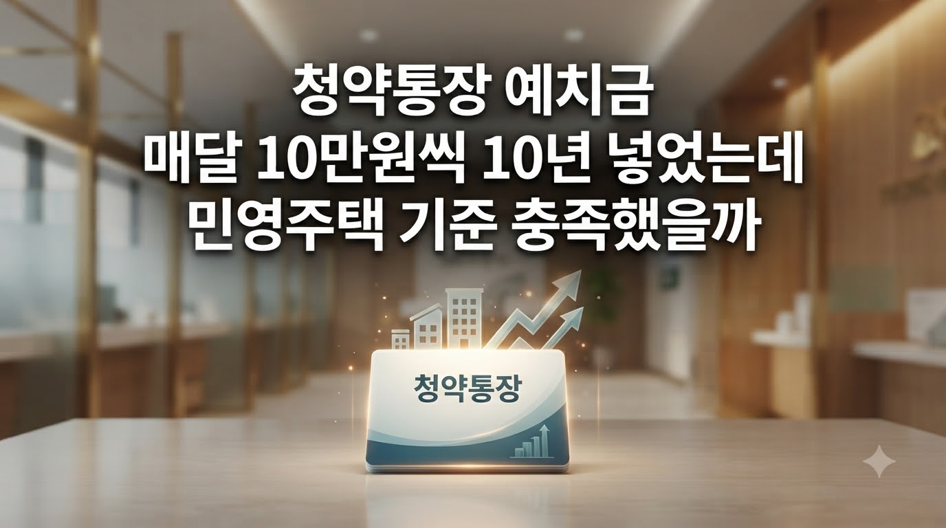 민영주택 청약통장 예치금 기준 및 10년 납입 잔액 확인 방법