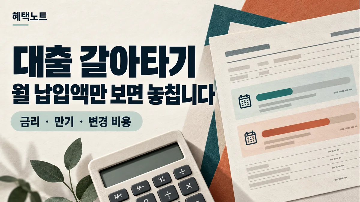대출 갈아타기의 금리·만기·변경 비용을 함께 비교하자는 혜택노트 표지